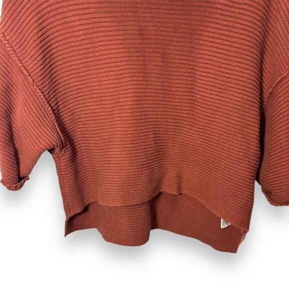 Free People Women's Orange Turtleneck Knit Sweater Dolman Sleeve - Picture 3 of 4